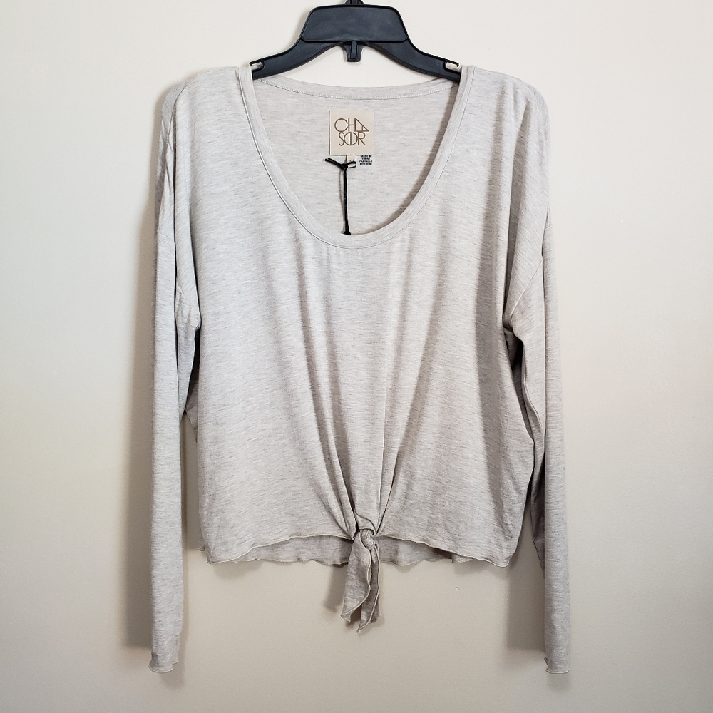 Chaser Boxy Hi Lo Tee Longsleeve Tie Front Medium NWT